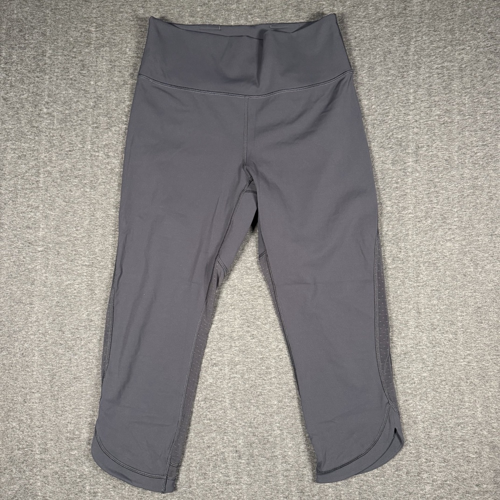 Lululemon Capri Leggings Womens 10 Gray High Rise Mesh Panel Crop Yoga Running